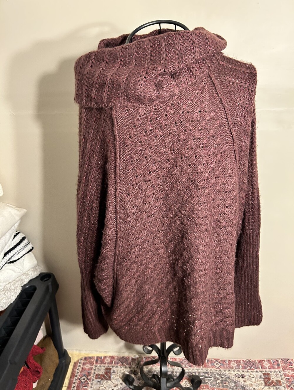 size extra large bling maroon casual dress shirt womens sweater party career